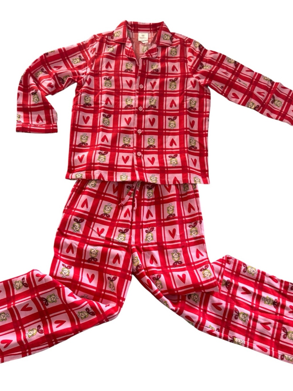 Hanna Andersson Christmas Plaid Button-Up Pajama Set Dr. Seuss